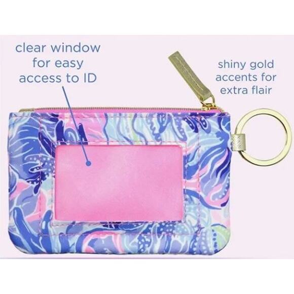 Lilly Pulitzer Shade Seekers Keychain Mini Wallet Zipper Cute Card Holder - Picture 3 of 5